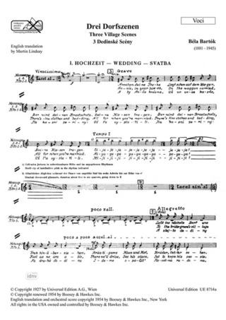 BARTOK THREE VILLAGE SCENES Fem.Vce Chor